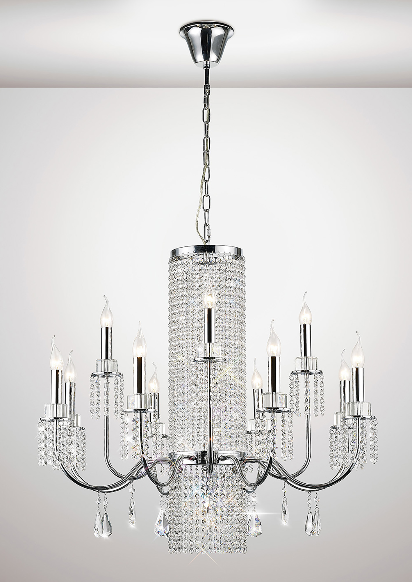 IL31544  Emily Crystal Chandelier 13 Light Polished Chrome